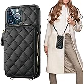 Bocasal Crossbody Wallet Case for iPhone 12 Pro Max, RFID Blocking PU Leather Zipper Handbag Purse Flip Cover, Kickstand Folio Case with Card Slots Holder Wrist Strap Lanyard 5G 6.7 Inch (Black)