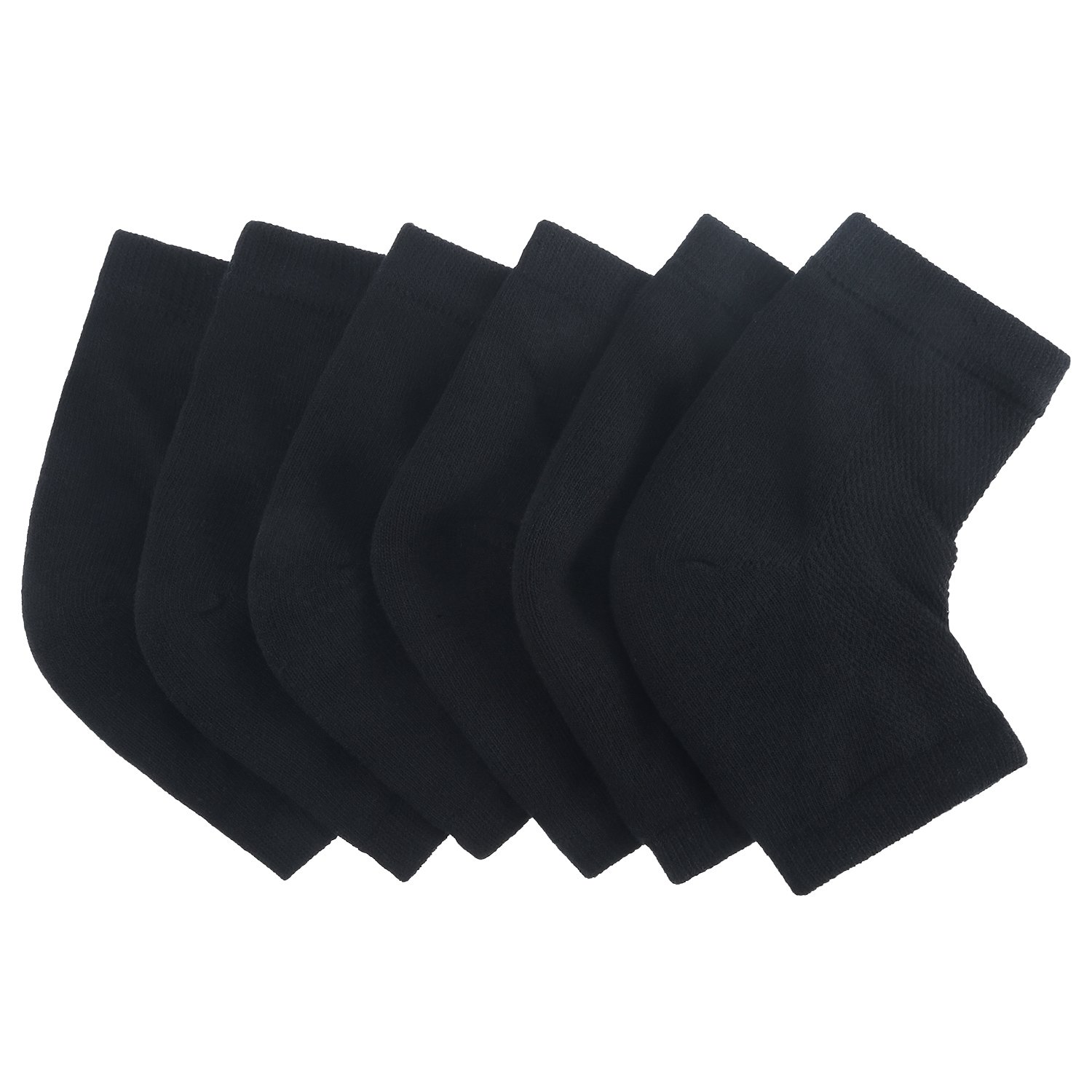 Soft Ventilate Gel Heel Socks Open Toe Socks for Dry Hard Cracked Skin Moisturizing Day Night Care Skin, 3 Pairs (Regular Size, Black) : Beauty