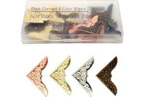 CATOSUM JSM 80-PCS Metal Book Corners, Corner Protector, Iron Decorative for Scrapbook Photo Album Diary Cover Menus Folder(Gold, Silver, Rose Gold, Antique Bronze)