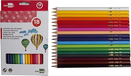 Liderpapel Lapices De Colores Caja De 18 Colores: Amazon.es: Oficina y papelería