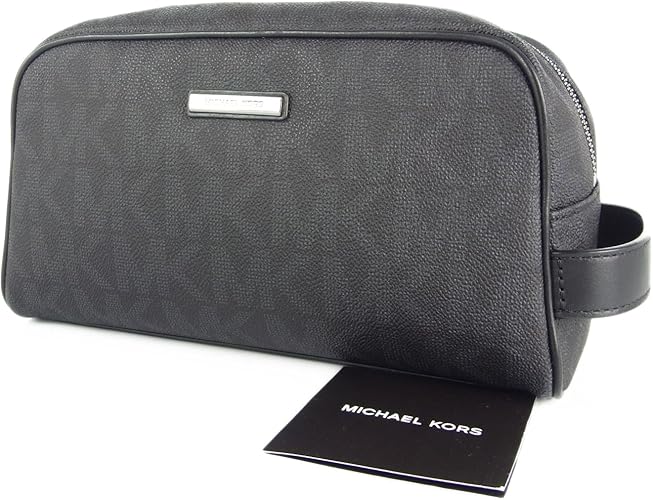 Amazon アウトレット品 マイケルコース Michael Kors メンズ シグネチャー Mk Pvc トラベル ポーチ セカンドバッグ 小物入れ ブラック 747sam 並行輸入品 Michael Kors マイケルコース クラッチ セカンドバッグ