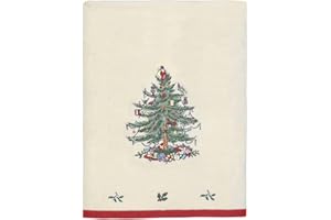 Spode - Bath Towel, Soft & Absorbent Cotton Towel Christmas Tree Collection