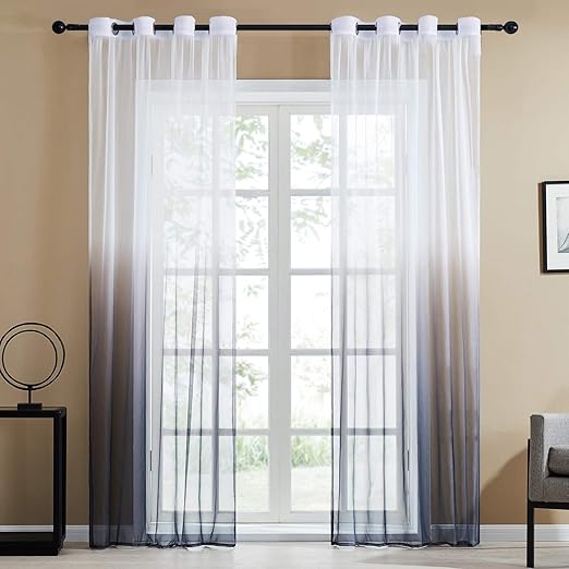 Amazon Com Top Finel Gradient Grey Sheer Curtains 90 Inches Long
