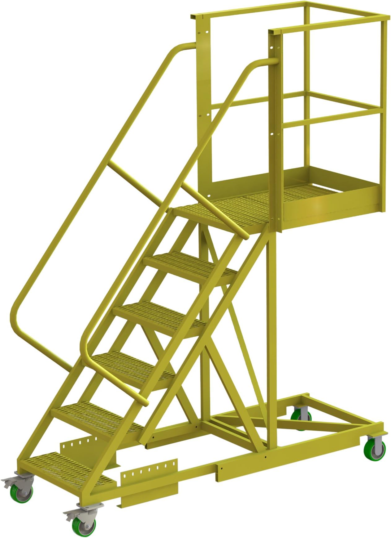 Tri-Arc UCS500630246 U-Design Supported 6-Step, 30-Inch Cantilever Industrial & Warehouse Rolling Ladder with Perforated Tread
