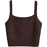 SweatyRocks Women's Sleeveless Solid Knit Straps Crop Tank Tops