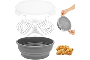 ZJMCAJY Foldable Batter Bowl, Large Opening Silicone Breading Shaker Bowl with Lid and Tray for Cooking Barbecuing Camping Ou