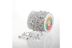 YoungJewl 33 Feet Crystals Acrylic Garland Beads by The Roll Chain Trim for DIY Wedding Party Christmas Decoration(Silver/0.51IN)