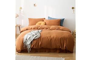 Cottonight Pumpkin Color Comforter Set King Rust Terracotta Bedding Comforter Set Burnt Orange Solid Reddish Brown Blanket Quilts Soft Breathable Caramel Dusty Rust Comforter Set for King Bed