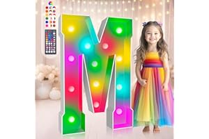 Ledido 3FT Colorful Marquee Light Up Letters M, 34 Colors Light Up Letters with Remote, Big Letters for Party for Halloween Christmas New Year's Day, Marquee Letter M