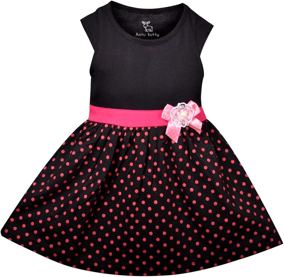 Aatu Kutty Girl's Cotton A-Line Knee-Length Dress