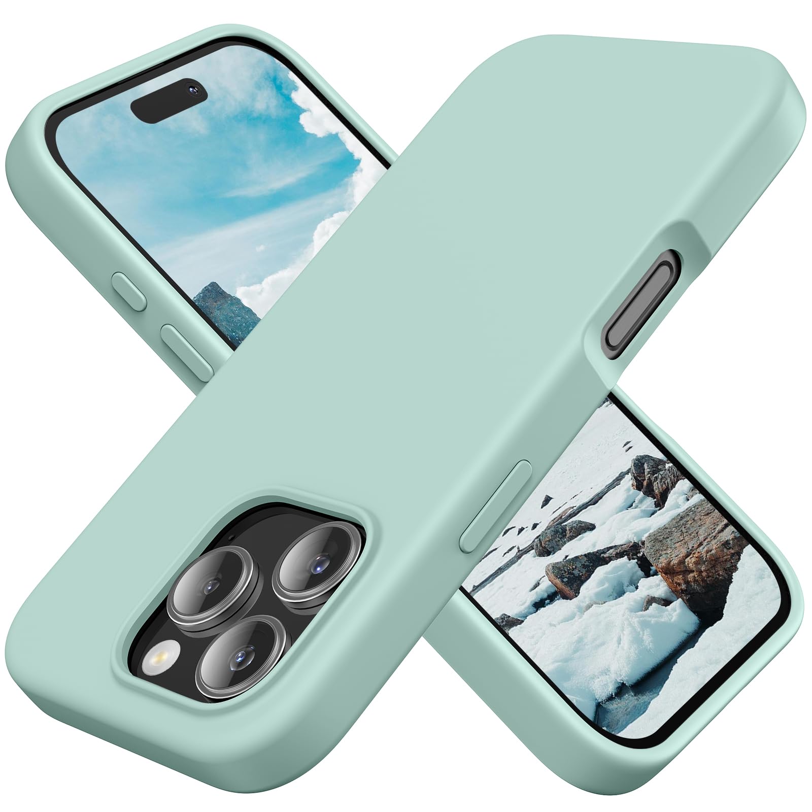 TAXXOE Silicone Case Compatible with iPhone 16 Pro Case Soft Ultra Slim Protective Shockproof Liquid Silicone Phone Case,Anti-Scratch Microfiber Lining, 6.3" Cyan