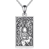 HKPATOP Double Rabbit Necklace Sterling Silver Bunny Hares Pendant Necklaces Vintage Bunny Animal Jewelry Gifts for Women Men