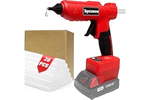 BYCZONE Cordless 100W Hot Glue Gun for Milwaukee M18 Battery, Handheld Wireless Power Heavy Duty Hot Glue Gun Full Size Kit with 20pcs Hot Glue Sticks for Home Repair, Arts & Crafts(Battery NOT Include)