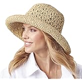 SAGEFINDS Packable Straw Hat for Women | Wide Floppy Brim Beach Cap | Foldable for Travel | Sun Protection | Summer Hat | Adjustable Interior Sizing | Large Khaki