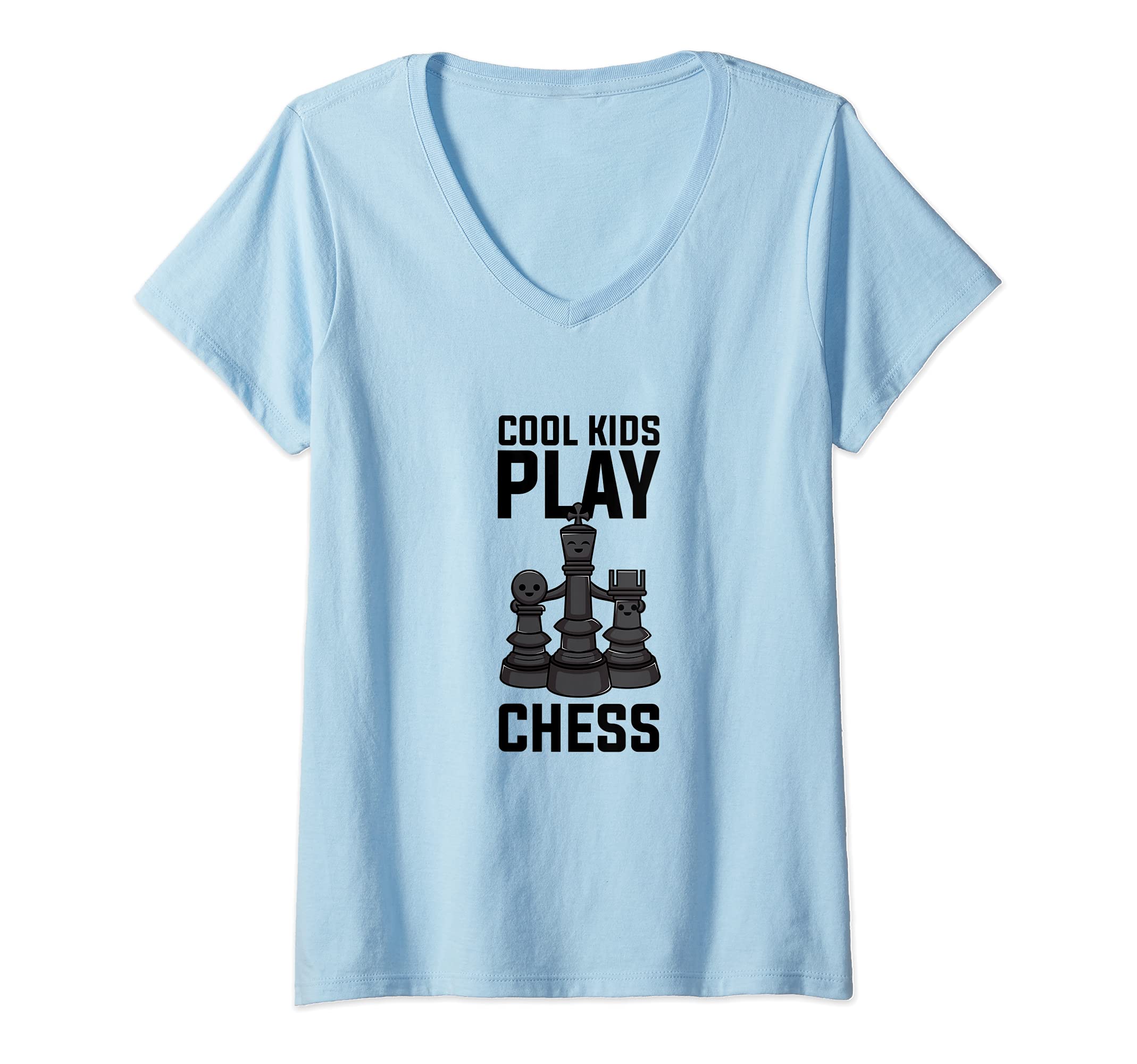 Womens Cool Kids Play Chess Funny Chess Player V-Neck T-Shirt