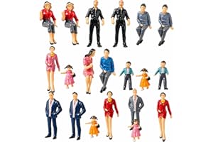 FAVOMOTO 20PCS Miniature Painted Moulds People Figures, Plastic Littles People Figurines Trains Layout Sitting and Standing M