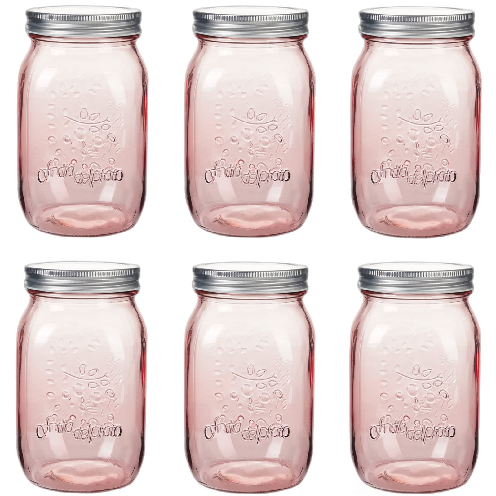 Photo 1 of Amzcku 32 oz Rose-Pink Mason Jars with Lids, 6 Pack Wide Mouth Quart Canning Jar, Safe For Storage, Canning, Pickling, Preserving, Fermenting, DIY Crafts & Decor