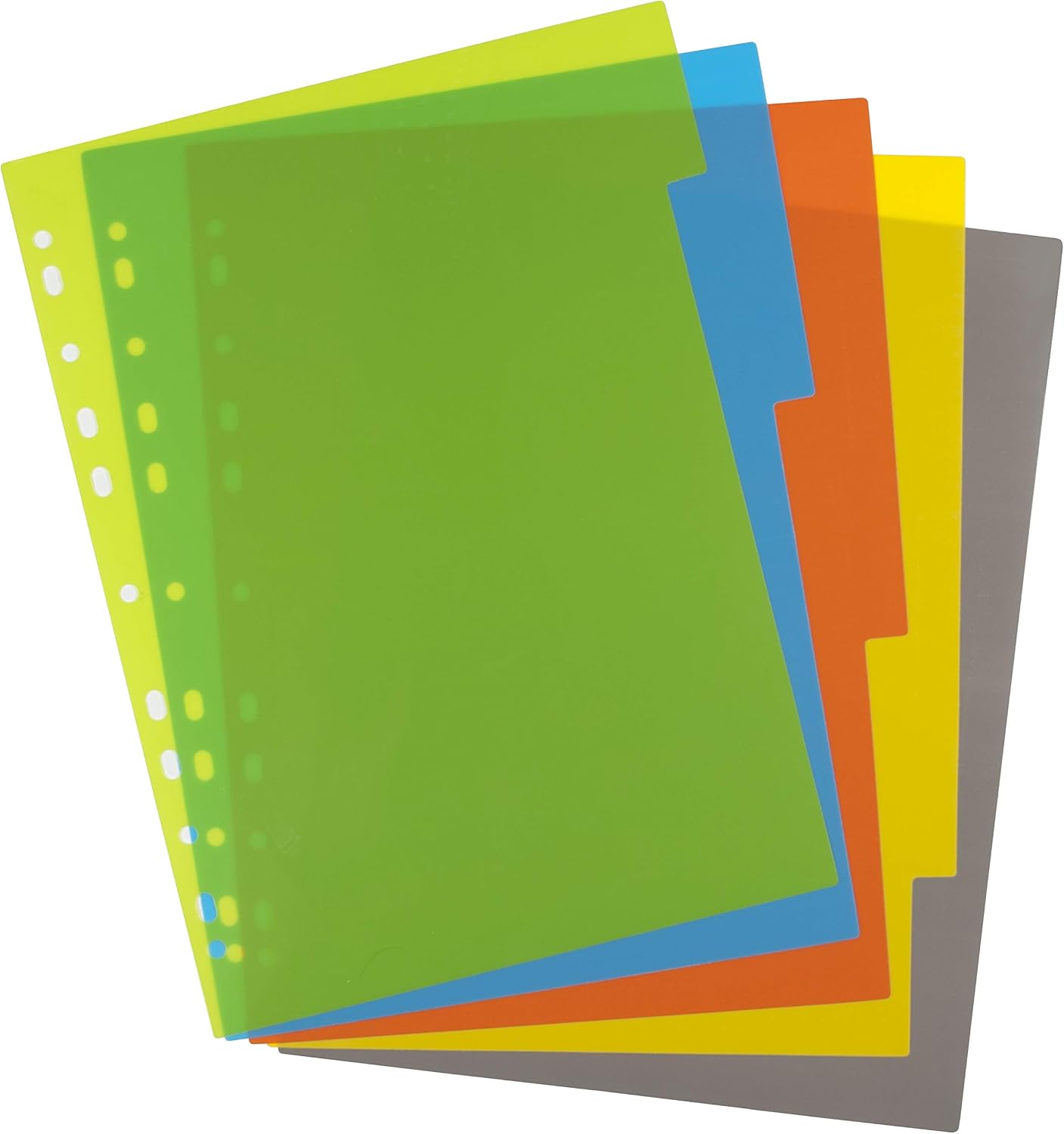 eco-eco A4 50% Recycled Multipunched Reinforced Colour Set 5 Subject Index File Dividers 200mic (Pack of 2) - Image 3