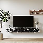 Furniloft 47'' Floating TV Stand with 3 Drawers, Floating Entertainment Center Wall Mounted TV Concsole Floating TV Cabinet Media Console for Bedroom Living Room, Marble Black