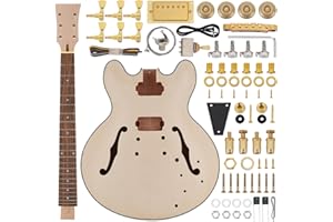 ZEFF DIY Electric Guitar Kit with Basswood Body,6 Strings Electric Guitar Kits W/Maple Neck, Rosewood Fretboard, H-H Pickups, All Accessories Included,Tune-O-Matic