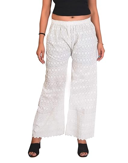 Womens Straight Regular Fit Cotton Chicken Palazzo (Free Size)