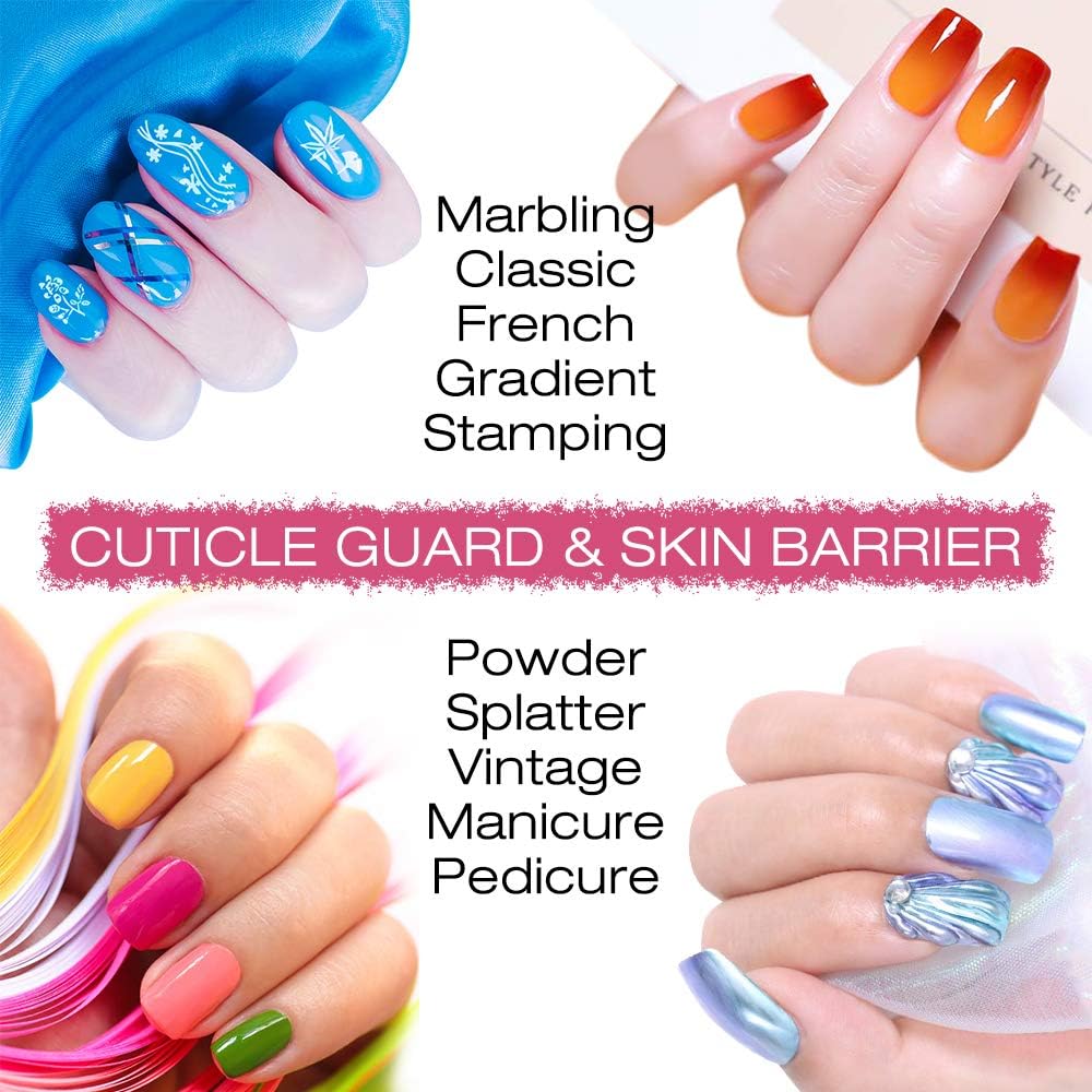 Liquid Latex for Nails - 2PCS Upgrade Fast Drying Peel Off Nail Polish Barrier Cuticle Guard, Stamping Skin Protector Latex Tape with Bonus Tweezers for Various Nail Art by DR.MODE: Health & Personal Care