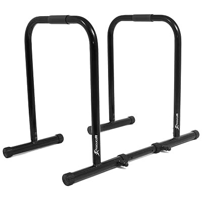ProsourceFit Dip Stand Station, Ultimate Heavy Duty Body Bar Press with Safety Connector for Tricep Dips, Pull-Ups, Push-Ups, L-Sits