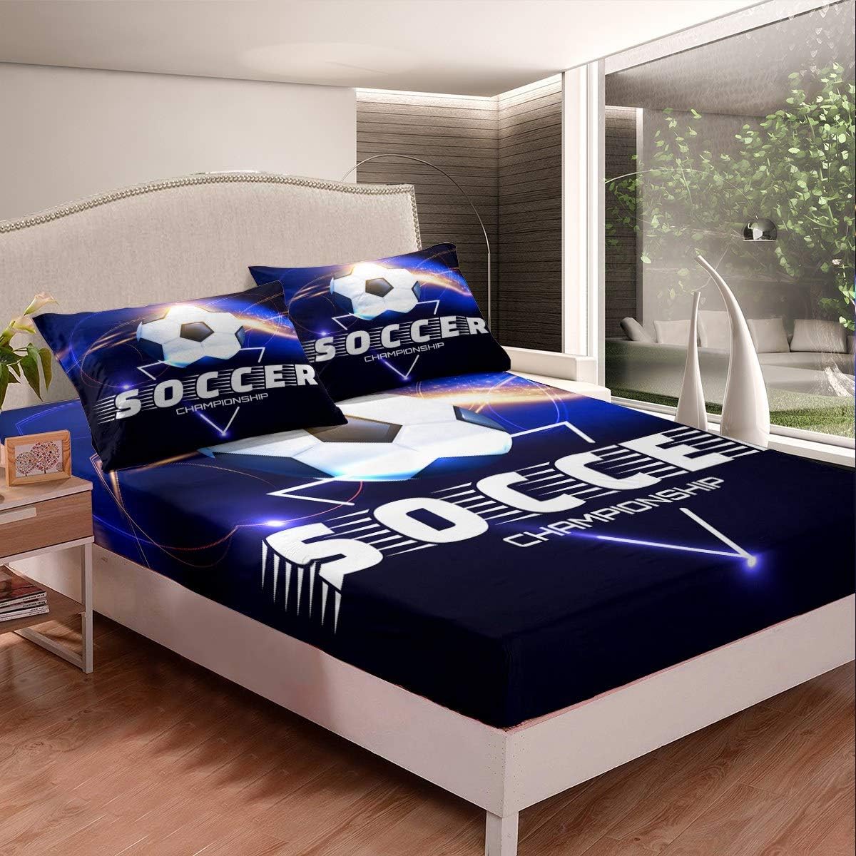 Feelyou Football Fitted Sheet Sports Theme Bedding Set