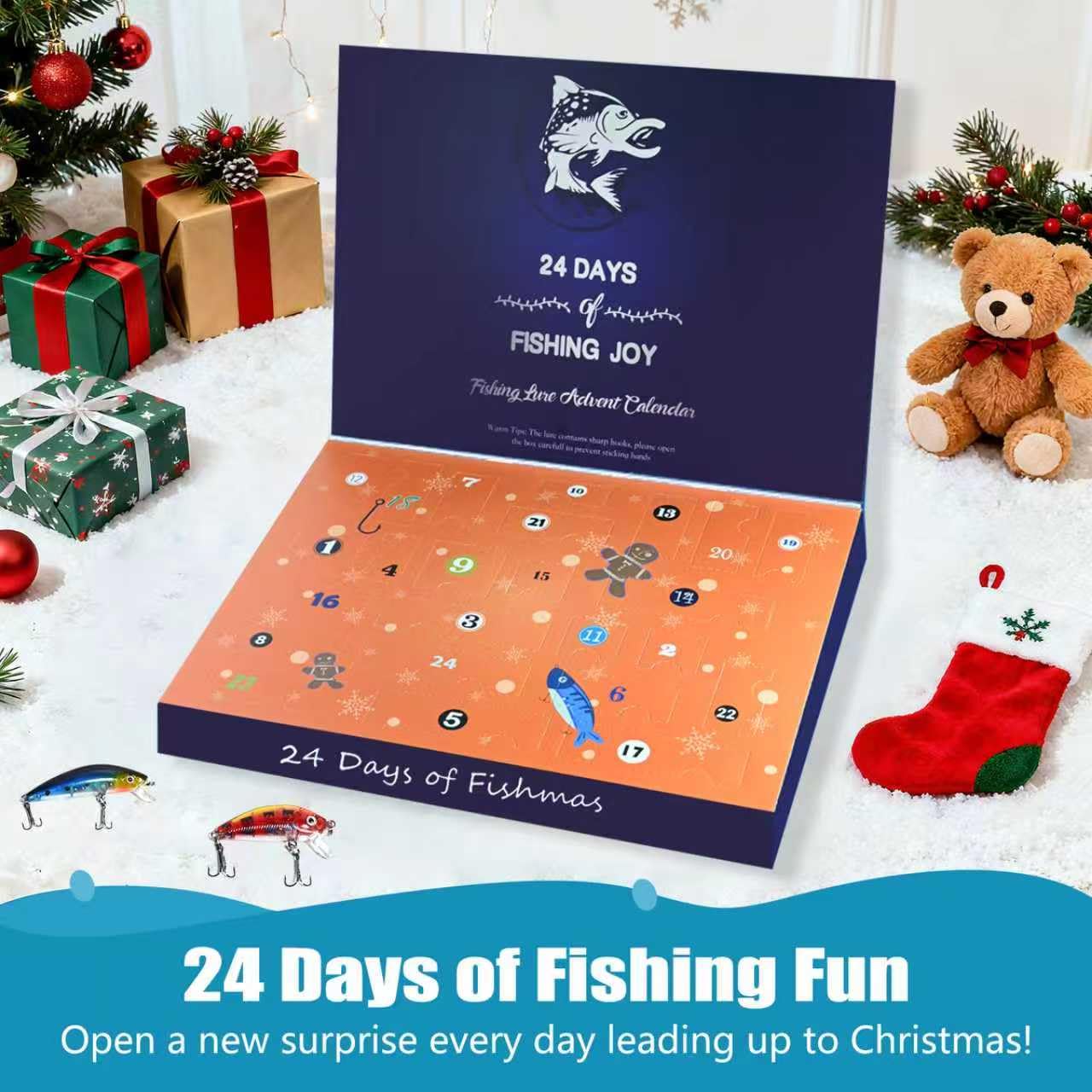 Fishing Advent Calendar 2025 for Adults Teen Boys Fisher, 24 Days Christmas Countdown Fishing Lures Tackle Set - Xmas Surprise Fish Bait Gifts