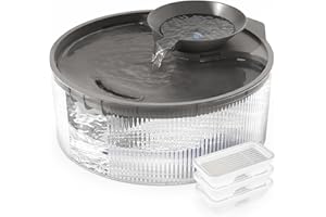 Neareal Dog Water Fountain Dispenser for Large Dogs: Automatic Bowl Cat Fountain,Water Dogs Inside,Big 168oz/5L with 3 Replacement Filters,Grey (NR-5L-3+3)