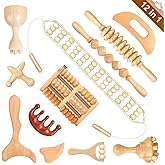 HAQQI 12 in 1 Wood Therapy Massage Tools kit for Body Shaping Massage Tool Set, Wooden Massager Body Sculpting Sets for Muscle Pain Relief, Anti-Cellulite
