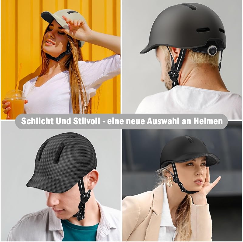 Fahrradhelm,Urban Commuter Helm,Stylischer Fahrrad Helm Herren und Damen für Radfahren Trekking City Roller Herren Verstellbarer (titangrau, L【55-60cm】)