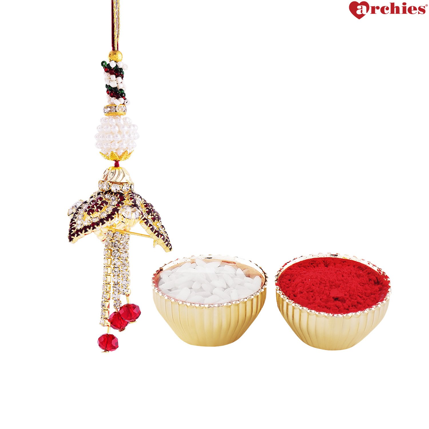 archies rakhi for bhabhi, unique lumba rakhi thread & roli-tika set of 2