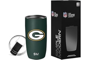 Simple Modern Officially Licensed NFL Green Bay Packers 16oz Travel Coffee Tumbler with Flip Lid | Stainless Steel Cup | Football Gifts for Men, Women | Voyager Collection | Green Bay Packers