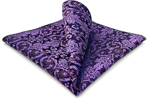 S&W SHLAX&WING SHLAX&WING Geometric Patterned Purple Hanky Silk Pocket Square for Men Floral