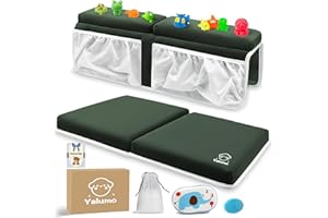 YALUMO Bath Kneeler and Elbow Rest Set Baby Bath Kneeling Pad, Thick Anti-Slip Bathing Kneeling Mat Cushion Quick Drying Bathtub Knee Saver with Arm Support and Pockets for Bathroom Bathing Time Comfort