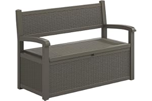 LHBcraft 70 Gallon Deck Bench with Storage,Outdoor Storage Box Bench Waterproof&Lockable, Resin Patio Furniture with Armrest for Patio, Porch, Garden,Grey