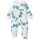 Burt's Bees Baby Boys Sleep and Play PJs, 100% Organic Cotton One-Piece Zip Front Romper Jumpsuit Pajamas
