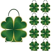 Cheerland St Partick Day Gift Bag Lucky Clover Shamrock Green Leaf Shaped Treat Bags Paper Goodie for Birthday Decoration Baby Shower Classroom Irish Holiday Saint Patricks Party Favor Supplies 8pcs