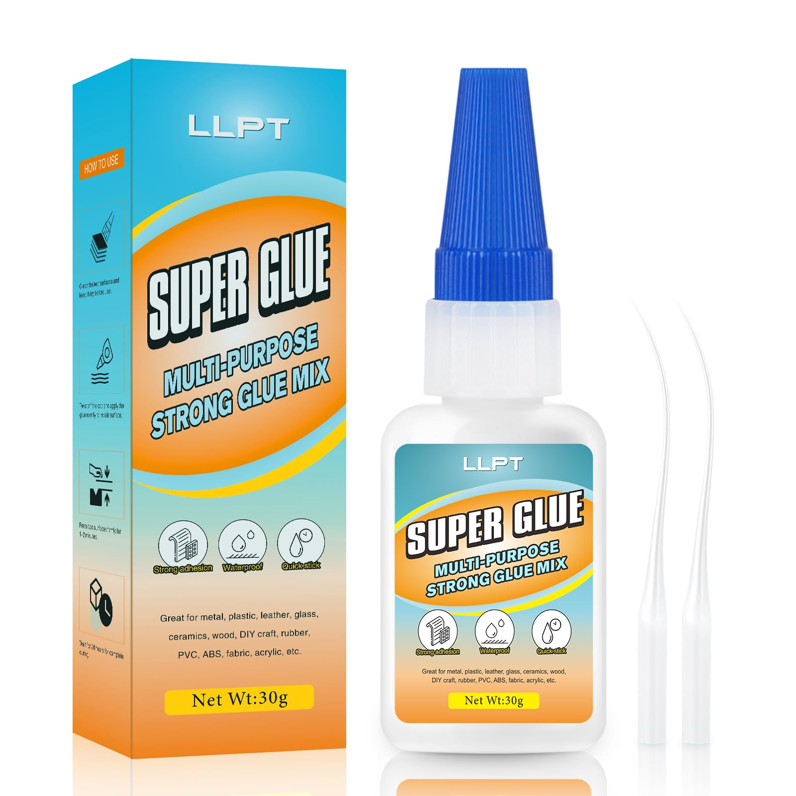 LLPT Sekundenkleber | Net 30g | Klarer Allzweckkleber mit Anti-Verstopfung | Schnell & stark Superkleber für Kunststoff Metall Glas Leder (LSG030-1) | 1 Pack