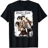 Attack on Titan Group Portrait with Swords and Logo Anime T-Shirt