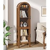 64.17 in Tall Arched Display Cabinet with Acrylic Glass Doors 5-Tier Kitchen Pantry Storage Cabinets Modern Wood Curio Cabine
