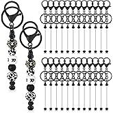 Tondiamo 24 Pcs Beadable Keychain Bars Bulk Beads for Keychain Making Kit Gifts for Women Men DIY Crafts(Black)
