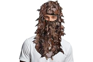 Sniper Veil, Leafy Full Coverage Breathable Camo Face Mask, Hunting Gear for Fishing Hiking Outdoor Ghillie Netting