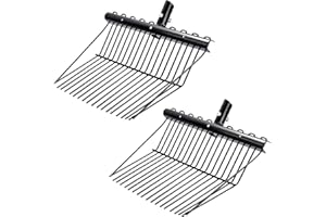 2 Pcs Metal Fork Head Pitch Fork Replacement Head for Horse Horse Manure Rake Head Replacement with Angled Tines Stall Fork R