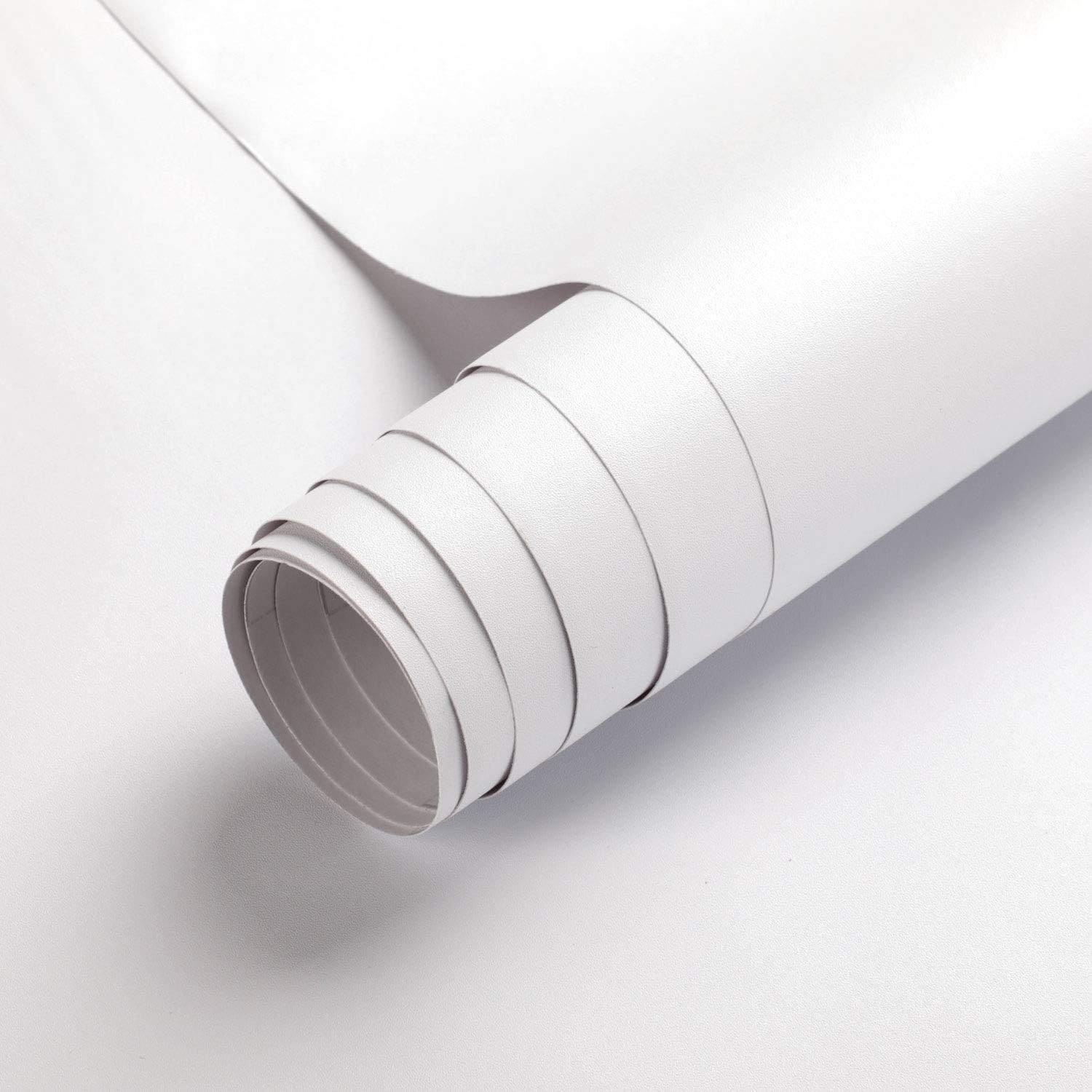 KINLO Selbstklebende Klebefolie, 0.61 * 5M weiße verdickte Küchenschrank Aufkleber Matt Möbelfolie für Möbel Schrank Tische Wand Folie Tapete Dekofolie