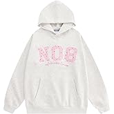 Aelfric Eden Womens Oversized Graphic Hoodies Y2k Flower Embroidery Number Print Pullover Hooded Sweatshirt Unisex