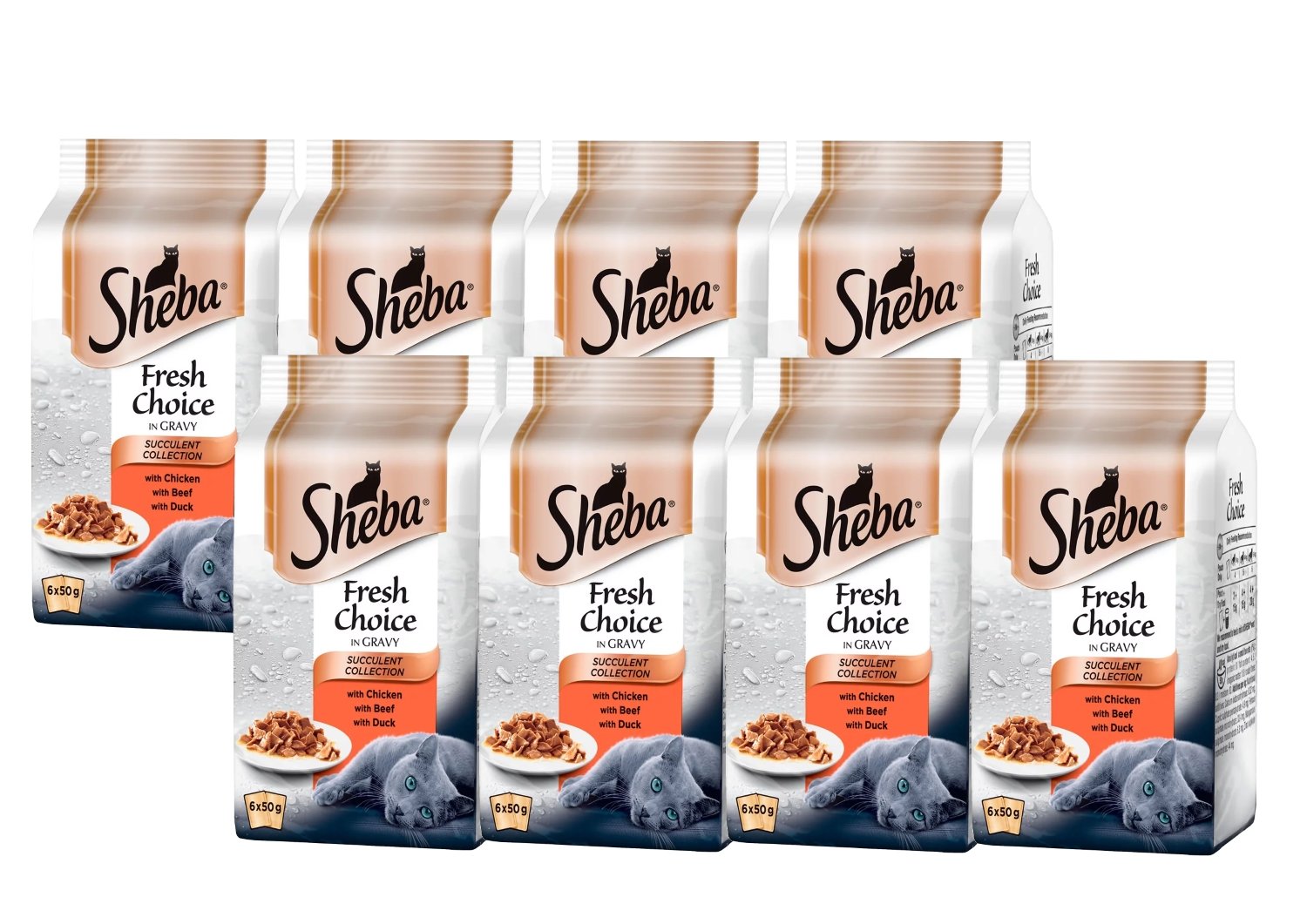 Sheba Fresh Choice Cat Pouches Succulent Collection in Gravy 6x 50g