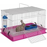 STILLCOVE Small Rabbit Cage Indoor, with Water Bottle &amp; Food Bowl &amp; Mat | Heightened Base, Easy to Clean, Small Animal Enclosure for Bunny, Hamster, Ferret, Rat, Chinchilla, Hedgehog, Gerbil, Mouse
