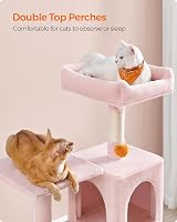 Feandrea Cat Tree Tower 143 cm Pink Multi Level with 2 Perches Cave Hammock view 4